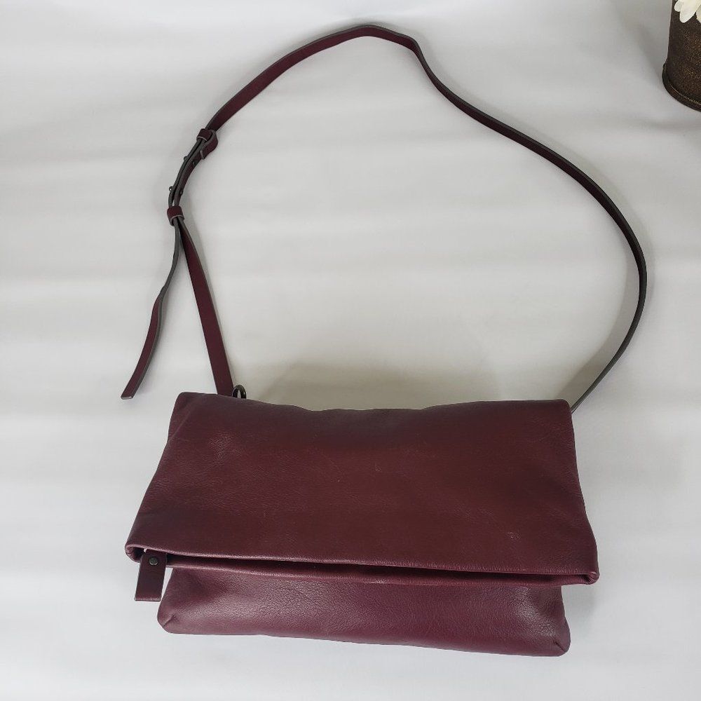 Skagen Maroon Britta Foldover Clutch Crossbody Bag